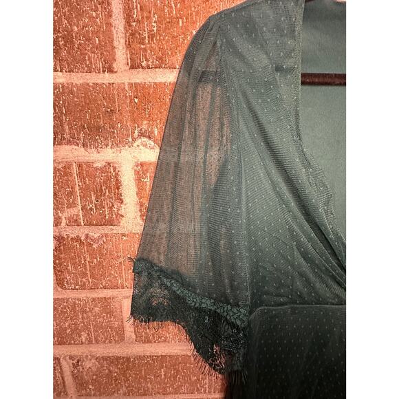 asos short lace dress emerald green deep vneck semi formal sz 8 - Picture 5 of 7